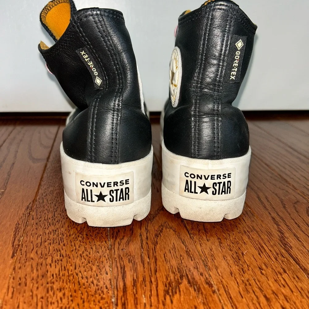 Converse Black and Pink High-Top Sneakers with Rugged Sole - Picture 4 of 11